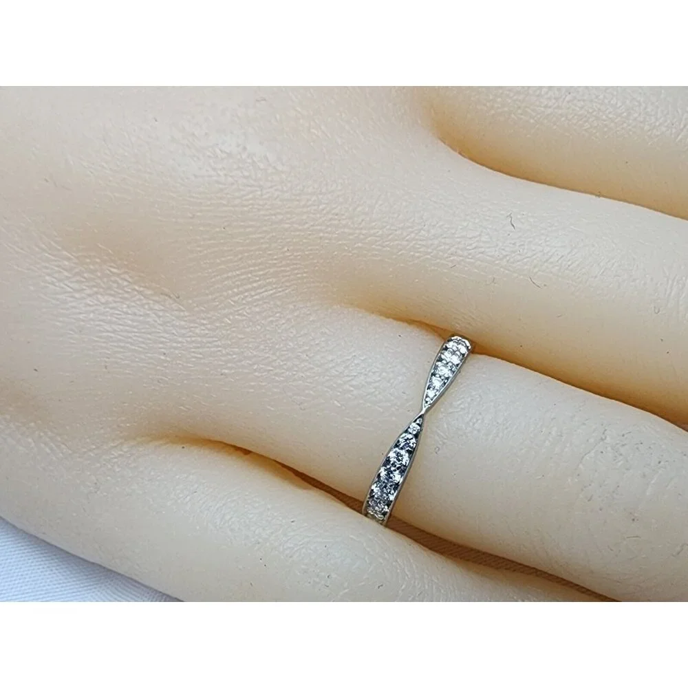 Tiffany & Co Harmony Platinum Diamond 1.8mm Wedding Band Ring - Size 4.25